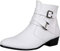 wealsex Uomo Scarpe Eleganti Derby Stivali PU Pelle Cerniera Laterale Stivaletti (Bianco,40)