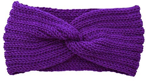 Haarbinder mit Haarreifen Winter Women Cable wärmer weiches Ohr Stretch Headband Stirnband Wolle (Purple, One Size)