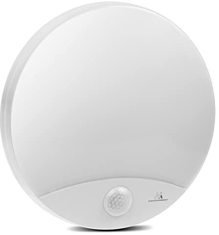 Maclean MCE357 Wall LED Lamp with IR Motion Sensor 10W IP44 Dusk to Dawn White Case Natural White (4000K), 900lm Indoor Outdoor Hallway Staircase