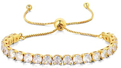 LOVANS Armband Gold Damen mit 4MM Zirkonia Tennisarmband Verstellbares Armbänder für Frauen Geschenke zum Muttertag Geburtstag Weihnachten