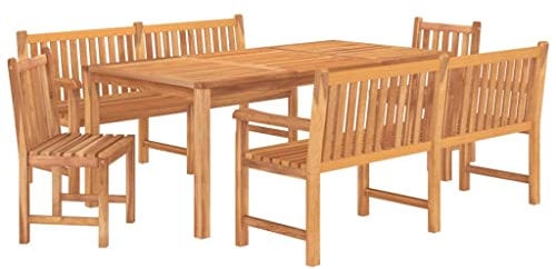 vidaXL Gartenmöbel 5-TLG. Tisch Bank Stuhl Gartengarnitur Sitzgruppe Gartenset Sitzgarnitur Gartentisch Esstisch Gartenbank Gartenstuhl Massivholz Teak