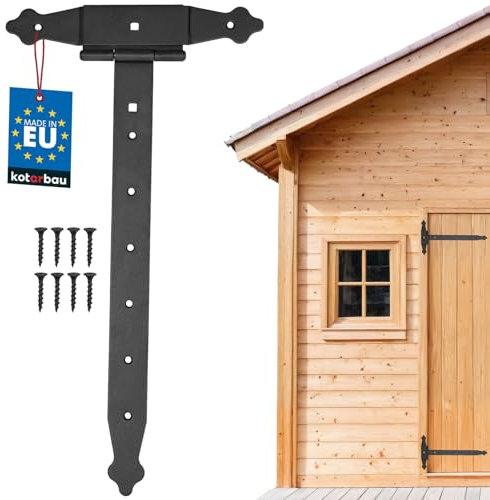 KOTARBAU® Kreuzgehänge 400 mm Ladenband Scharnier Band Platte Baubeschlag Torbeschlag Holzverbindung Werfgehänge T-Scharnier T-Band Pulverbeschichtet