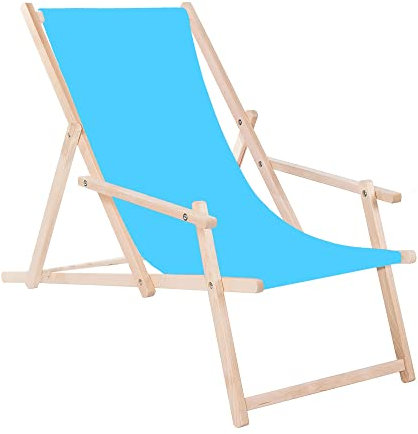 SPRINGOS Liegestuhl aus Buchenholz Sonnenliege Gartenliege mit Armlehnen Strandliege