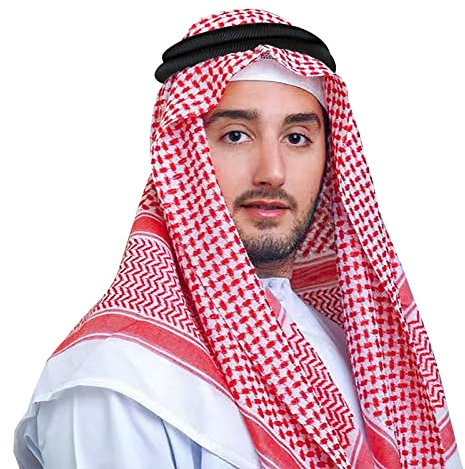 IPENNY Arabisches Shemagh-Halstuch für Männer mit Turban Stirnband für Männer Klassisches arabisches Keffiyeh Saudi-Arabien Mittlerer Osten Kopfbedeckung für Saudi-Arabien Dubai Vereinigte Arabische