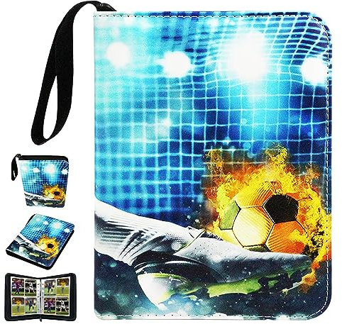 Karten Sammelalbum Fußball Karten Album, 400 Taschen Album für Sammelkarten,Trainer Sammelkartenalben Album,4 Taschen 50 Seiten. (Fußball-S)