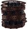 MILAKOO Lederarmband für Herren und Damen, schwarz, geflochten, Punk, Totenkopf, Rock, 6 Stück, 7-8.5 inches, Leder, Kein Edelstein