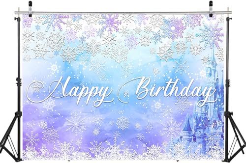 SchneeThemen Geburtstag Hintergründe. Photography Hintergrund für Party Dekoration Banner Up Party Foto Requisiten 5 x 3 ft (1,5 x 1 m)