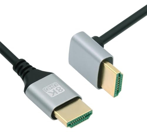 NFHK Cavo HDMI 2.1 ultra sottile HDTV 8K 4K iper super flessibile cavo sottile ad angolo di 90 gradi tipo A maschio a maschio per computer HDTV 50 cm