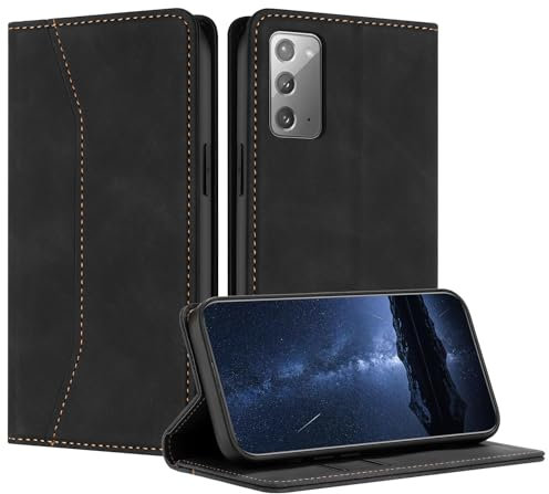 Mo-Beauty Hülle Kompatibel mit Samsung Galaxy Note 20, Handyhülle Samsung Note 20, Galaxy Note 20 Hülle, PU Leder Flip Klappbare Schutzhülle Ledertasche Klapphülle für Samsung Galaxy Note 20(Schwarz)