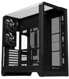 Thermaltake View 390 TG Black | Mid Tower PC-Gehäuse | Curved Tempered Glass | Starker Airflow | BTF Support | Platz für große GPU und AIO | Staubfilter