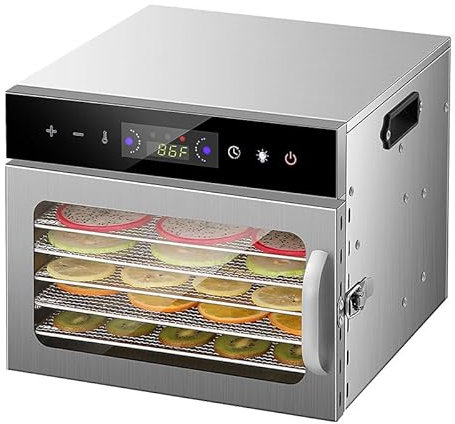 WDDEYYDS Food Dehydrator Food Dryer 30 to 90°C Food Fruit Vegetables Dryer 12 Stainless Steel Trays Fruit Vegetables Meat Fish Food Dehydrator,6layer