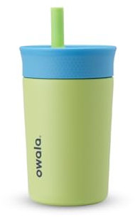 Owala Kids Insulation Stainless Steel Tumbler with Spill Resistant Flexible Straw, Easy to Clean, Kids Water Bottle, Great for Travel, Dishwasher Safe, 12 Oz, Blue and Light Green (Turtley Awesome)