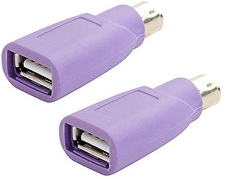 Bcowtte 2 x PS2 to USB Mini Adapter for Mouse and Computer Keyboard, Mouse and Keyboard Converter