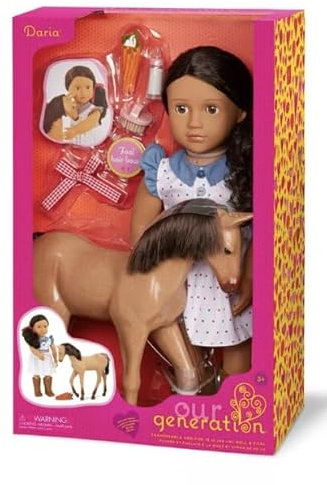 Our Generation – 46 cm Reitpuppe – 30 cm Spielzeug-Fohlen – Zubehör für die Pferdepflege – Rollenspiel – Spielzeug für Kinder ab 3 Jahren – Daria
