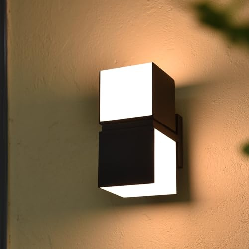 LUTEC Cuba Outdoor LED Modern Up Down Wall Light, Drehbare Aluminium Außen Innen Wandleuchte, 1000LM 3000K Warmweiß, Wasserdicht für Haustür, Terrasse, Garten, Schlafzimmer, Dunkelgrau