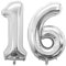 Geburtstag zahlen Luftballon 16 jahre-Silber XXL Jumbo Folienballon 40 Zoll – 101 cm Luftballons 16 Geburtstag Junge Mädchen Babyparty Geburtstagsdeko Jubiläumsparty Dekoration