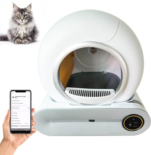 Aredwhiterui Automatic Cat Litter Box Robot - Self-Cleaning | 65L+9L Capacity | Odor Removal | 100% Safe Design | APP Control Smart Cat Litter Box with Trash Bags