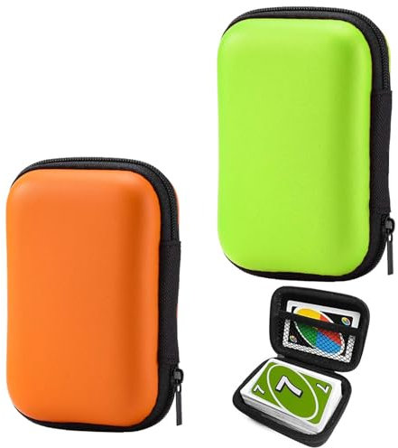 Tcnzdy 2 Stück Spielkarten Box, Spielkarten Etui für Spielkarten, Kartenspiele, 11.5 * 8 * 4cm schützt Karten vor Feuchtigkeit und Staub, Karten Box Geeignet für Outdoor-Aktivitäten(Orange, Grün)
