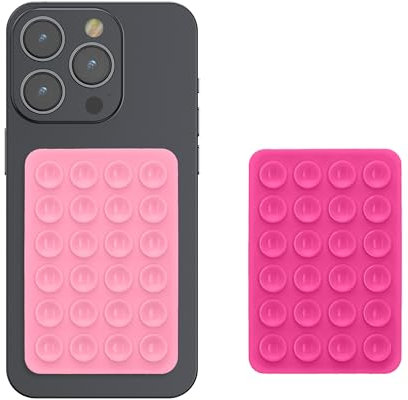kwmobile Set da 2 Ventose per Telefono in Silicone - Ventosa Cellulare Compatibile con iPhone e Android - Supporto Adesivo - Rettangolare 5,5 x 8 cm - rosa chiaro/rosa