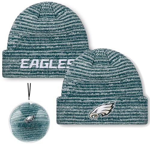 FOCO NFL Strickmütze für Erwachsene, offizielles Lizenzprodukt, für kaltes Wetter, mit Bündchen, transparent, Ball-Ornament, Philadelphia Eagles, Einheitsgr��e