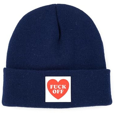 FISURA – Unisex Wintermütze “F*ck Off”. Blaue Herrenmütze, Damenmütze mit Spruch. Bequeme Acrylmütze für kalte Tage, Zeichen zu setzen und Sich warm zu halten.