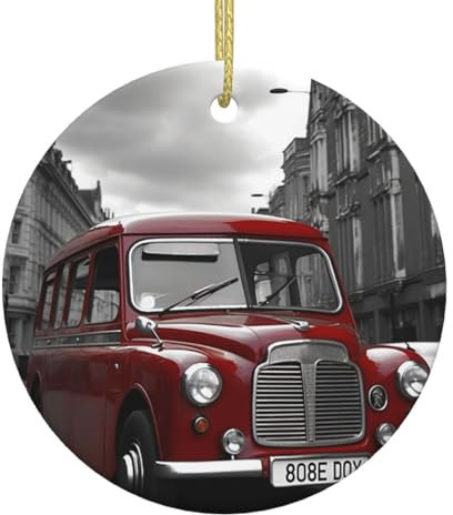Keramik Weihnachtsbaum-Anhänger England Auto Weihnachtsbaum Deko Coole Weihnachtsdekoration Runde Weihnachtsdeko Für Büro Wohnzimmer Haus