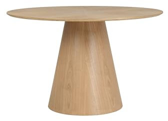 byLIVING Esstisch Rond/runde Tischplatte/Echtholz-Furnier Eiche Natur lackiert/für bis zu 5 Personen/Küchentisch/Esszimmertisch/Säulentisch/D 120, H 75 cm