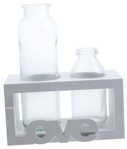 Yardwe Élégant Vase À Fleurs Pothos Vert Hydroponique Décoration Dintérieur Support en Bois Conteneur pour Plantes De Bureau