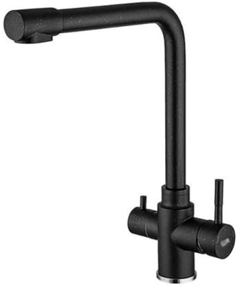 Grifo Cocina 3 Vias Osmosis Negro Grifo Osmosis 3 Vias Acero Inoxidable con Dos Asas Giratorio de 360° Mezclador Agua Fría y Caliente