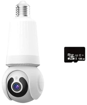 JVDDI Home Security Camera Indoor Bulb IP Camera Full Color Night Vision Automatic Track Smart CCTV Wireless Security Monitor With E27 Holder(3MP Add 128G Card)