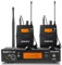 SOWOITIG Sistema di monitoraggio wireless in-ear – Sistema UHF-IEM (mono) professionale con trasmettitore in metallo a rack, 2 ricevitori bodypack con auricolari, 100 frequenze, portata 80 m per