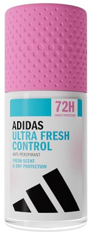 adidas Ultra Fresh Control Anti-Transpirant Deodorant Roll-On für sie, 72 Stunden Schweiß-Schutz, Duft mit zitrischen, minzigen und blumigen Noten, vegane Formel ohne Alkohol, 50ml
