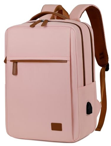 Outplea 15.6 Mochila Ordenador Portatil Mujer Hombre, Mochila Viaje Impermeable, Mochilas PC Oficina para Trabajo, Ligera Mochilas Viagem para Ejecutivo, Rosa