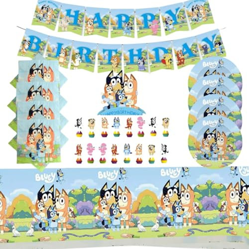 GaoerdeKing Juego de vajilla de fiesta de 67 piezas, set de fiesta de cumpleaños, decoración de fiestas, con platos, mantel, servilletas y pancartas
