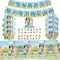 GaoerdeKing Juego de vajilla de fiesta de 67 piezas, set de fiesta de cumpleaños, decoración de fiestas, con platos, mantel, servilletas y pancartas