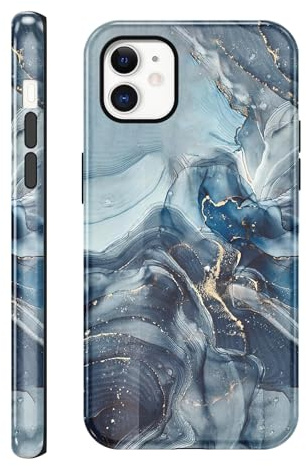 Saqmkil Handyhülle für iPhone 12/iPhone 12 Pro 6,1 Hülle, Aesthetic Muster Marmor Mädchen Frauen Case,Weich Silikon Dünn TPU + PC Bumper Stoßfeste Kratzfest Schutzhülle Cover für iPhone 12,Schwarz 02