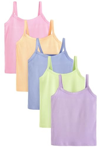 NEXT Mädchen Gerippte Trägertops in Pastell im 5er-Pack Multi Pastell 168