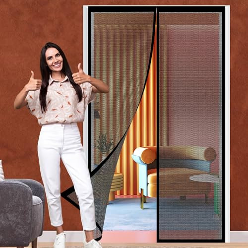 Zanzariera Magnetica per Porta Camper 166 x 214 cm Traspirante Tenda Magnetica Zanzariera Porta per Porte Finestre, Nero