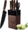 lapelux Knife Set,6 Piece Kitchen Knife Set-Kitchen Knives with Block, Wood Grain Handle, Stainless Steel Knivese with Chef, Bread Knife,for Cutting Meat/Vegetables/Fruit.