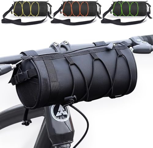 ningzhi Bike Handlebar Bag Waterproof Bicycle Front Roll Bag Large Capacity Storage Bag with Shoulder Strap for Road & Mountain Bikes(Black)