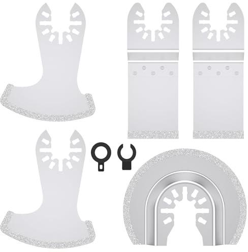 5 Stück Multitool Sägeblätter Diamant Multifunktionswerkzeug Klingen für Grit Fugenentfernung, Multitool Fugenentferner Sägeblatt für Fliesen Fugenmortel Beton Mauerwerk Gipskartonplatte