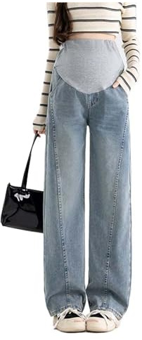 Olamao Jeans in gravidanza prima e dopo la nascita: stretta e larga, vestibilità larga, morbido denim con fascia regolabile – per donne sotto i 170 cm, con pratiche tasche
