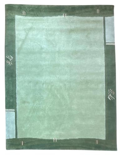 Rug Studios Teppich VENUS NEPAL - HANDGEKNÜPFT | Farbe: Grün | Größe: 170 x 240 cm | meliert | Vintagedesign | glamourös | Landhaus | Vintage | Modern | elegant | Wohnzimmer | Schlafzimmer | strapazie