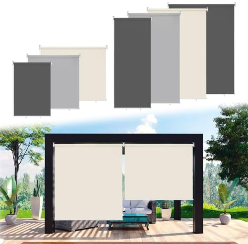 Fogmiea Senkrechtmarkise Vertikalmarkise 140x240cm, Sonnenschutz Sichtschutz Windschutz Balkonmarkise, Beschattung Wasserfest Balkonrollo, für Balkon Terrasse Garten Pavillon (Beige, 2 Stück)