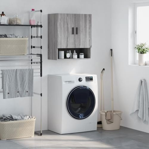 PUGYNBK Wall Cabinet Grey Sonoma 60x31x70 cm Engineered Wood Floating Storage Unit with Ample Space for Home Organization