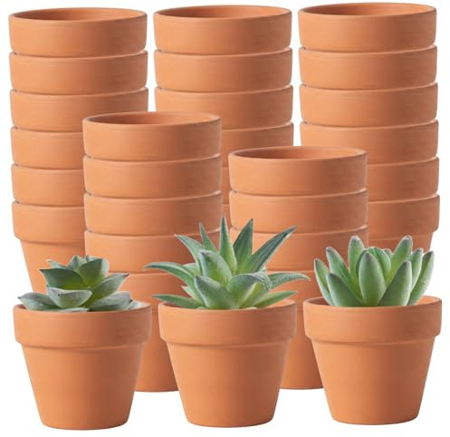 Paquete de 30 Mini Macetas de Terracota de 5x4 cm, Pequeñas Macetas de Barro con Orificio de Drenaje para Suculentas, Plántulas, Propagación, Plantación Artesanal, Decoración del Hogar, Favores