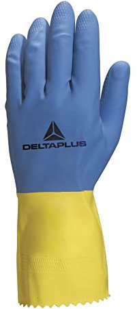 Gant ménage Latex Floque Longueur 30cm épaisseur 0.60mm Coloris Bleu-Jaune Taille 7/8-Paire