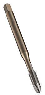 Dormer EP006H Powdered-Metal Steel Machine Spiral Point Threading Tap, Gold Oxide Finish, Round with Square End Shank, Plug Chamfer, M6-1.00mm Thread Size, 6.0mm Shank Diameter (Pack of 1)