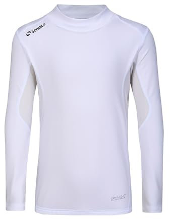 Sondico Kids Mock Neck Baselayer Juniors Top White 11-12 Years