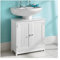 Saxony® Under sink storage bathroom cabinets free standing White wooden furniture sets cupboard unit with 2 doors floor cabinet MDF wood Crisp finish Large Space For Pedestal